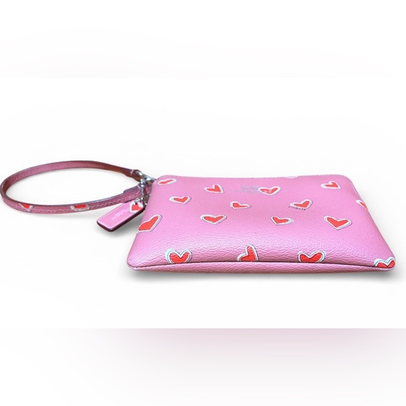 COACH Corner Zip Wristlet in Heart Print Leather - Picture 7 of 7